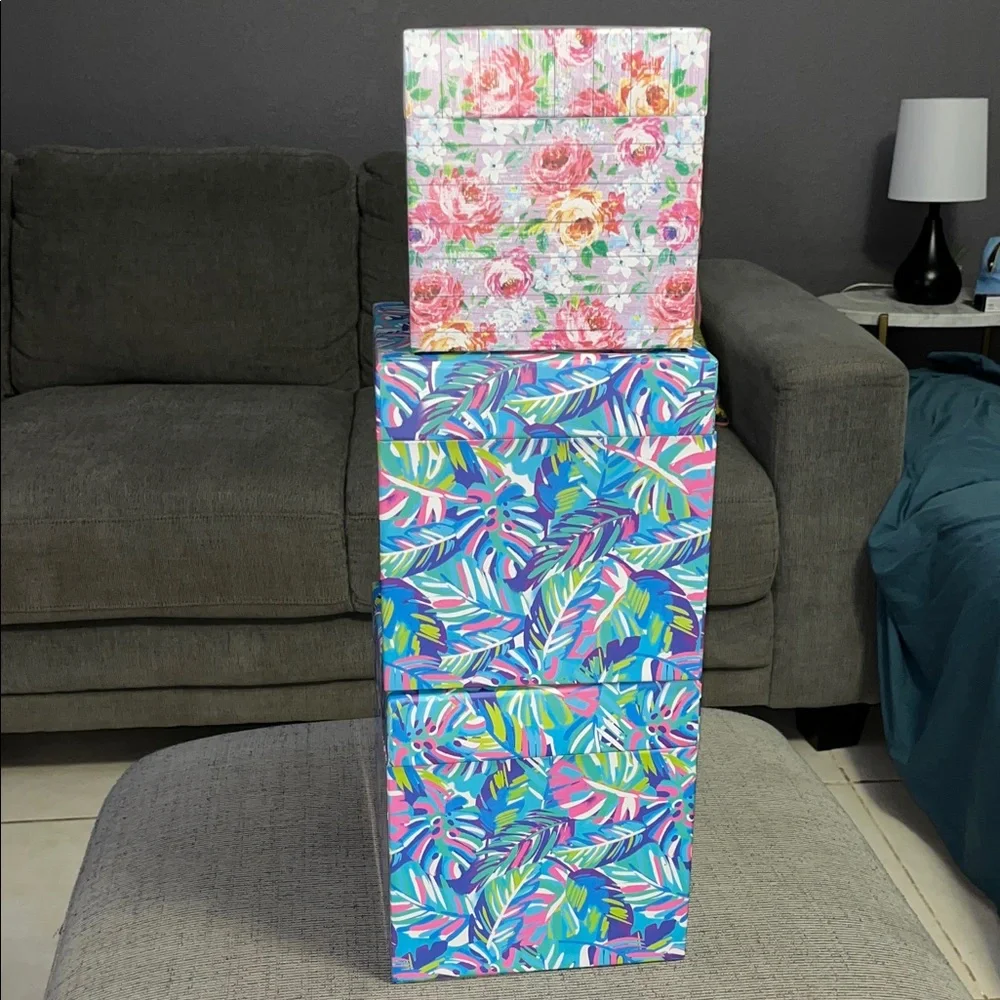3 Floral and Tropical Decorative Boxes Set